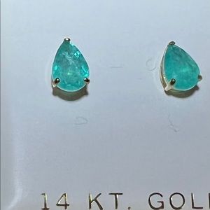 Solid 14k Yellow Gold Genuine Tourmaline Earrings